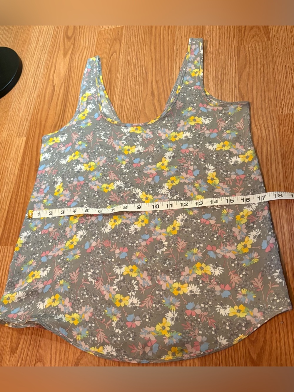Free People Gray Floral Scoop Tank with Yellow & Pink Blooms - Picture 7 of 8